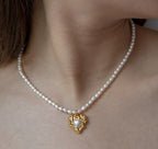 Folding Heart Pearl Necklace