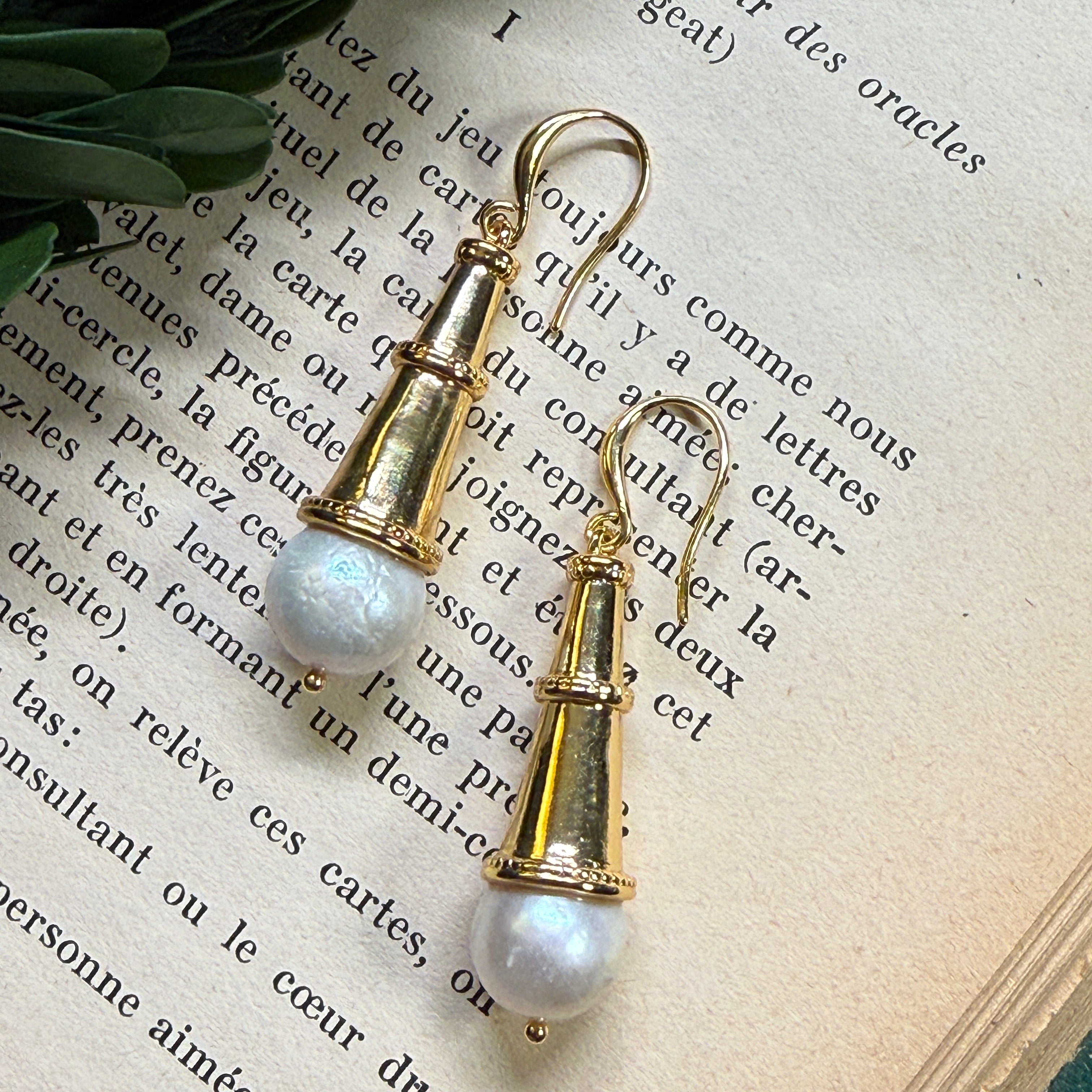 Golden Pearl Drop Earring