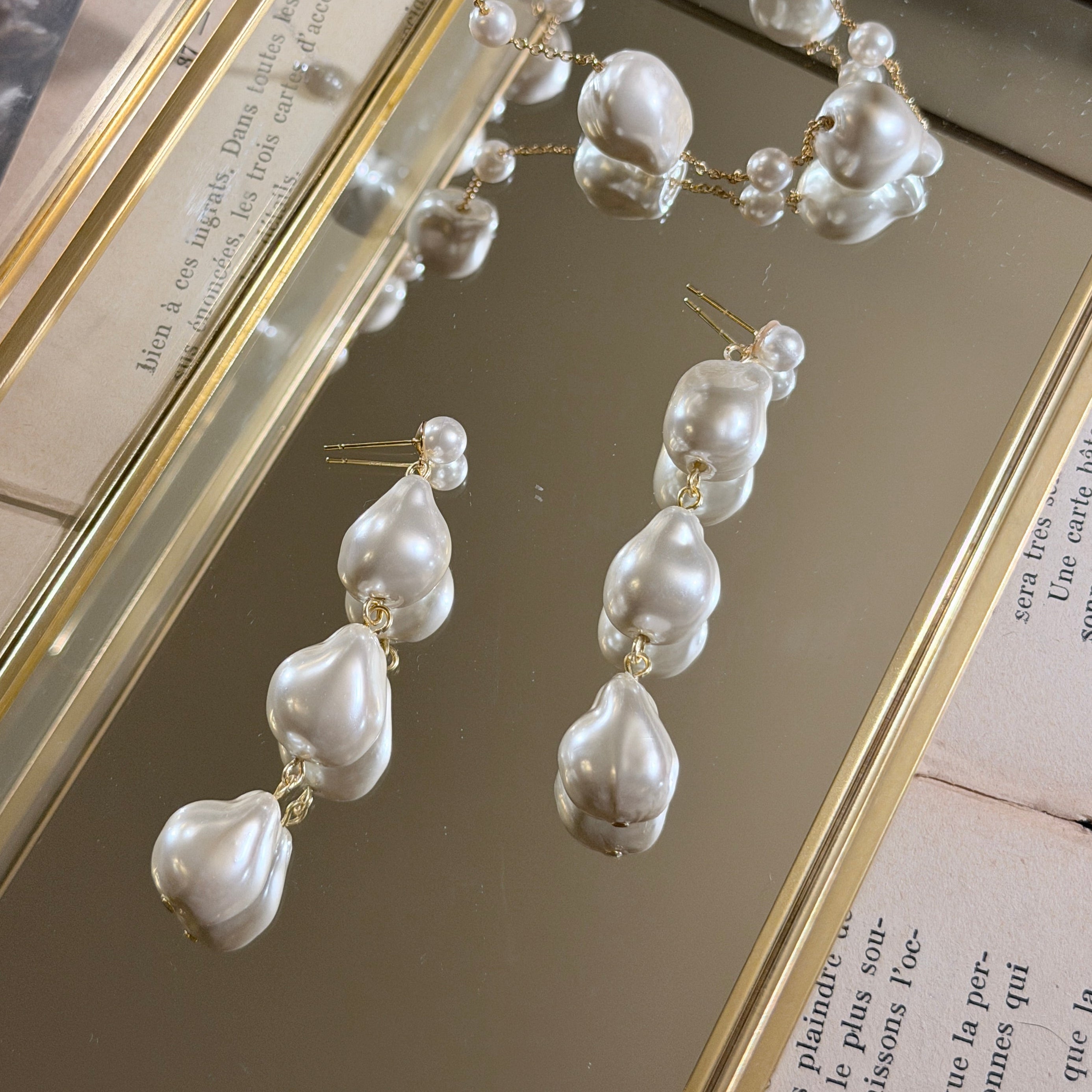 Faux Baroque Pearl Long Earring