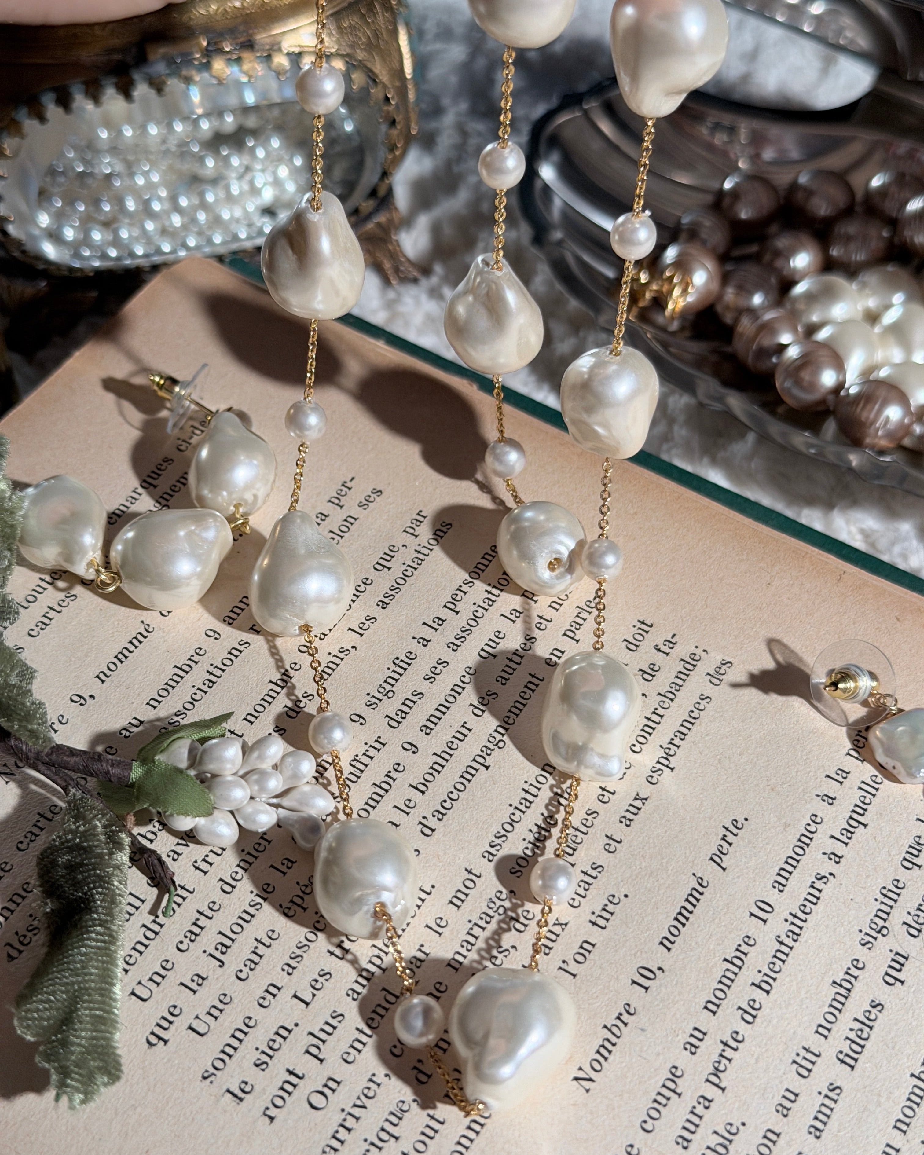 Faux Baroque Pearl Long Necklace