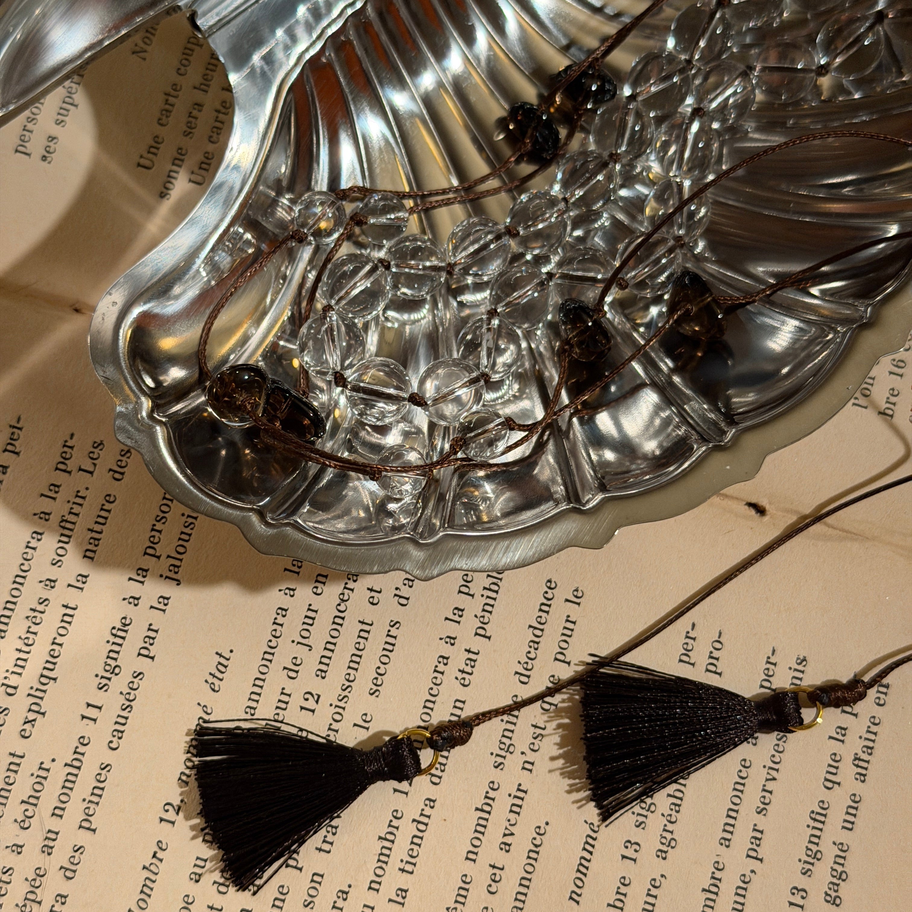 White Crystal Tassel Necklace