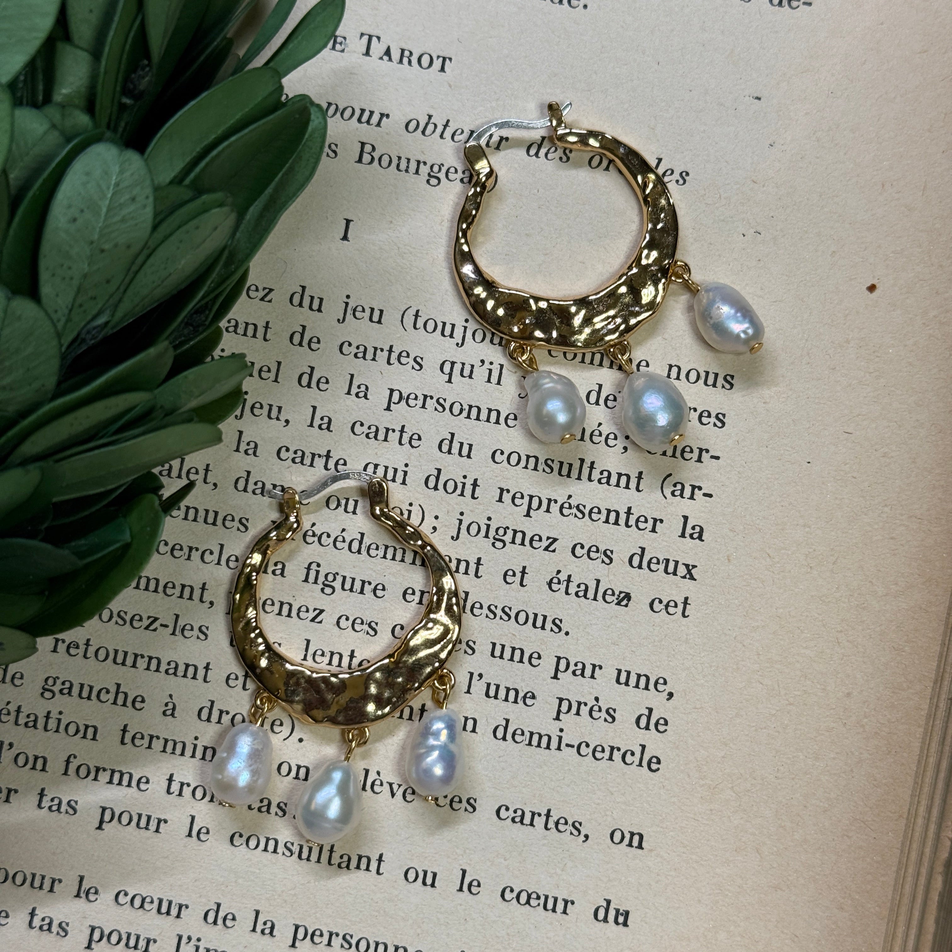 Baroque Pearls and Gold Hoop Earring