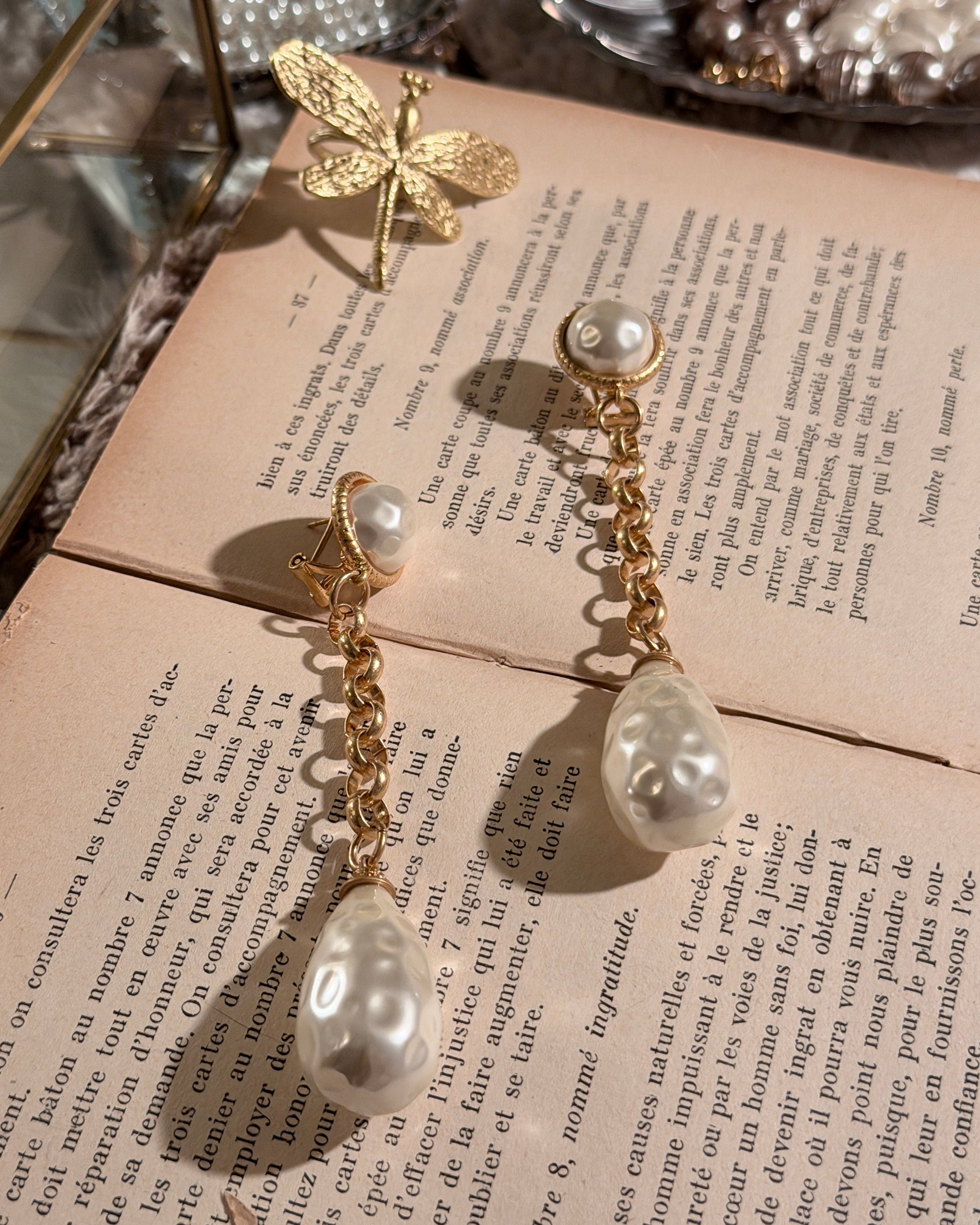 Long Chain Faux Pearl Long Earring
