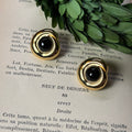 Obsidian Gold Earring Stud