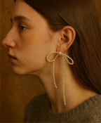 Big Bow Faux Pearl Earring
