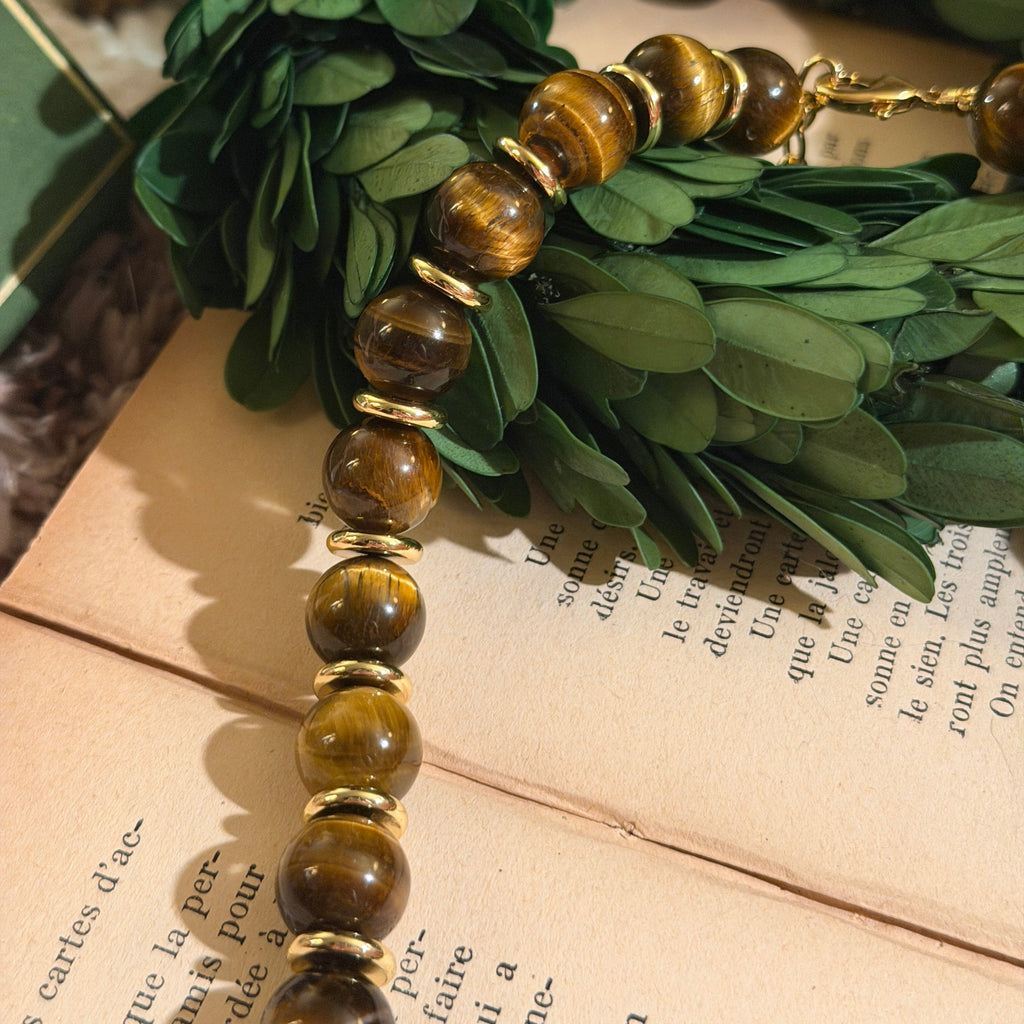 Tiger's Eye and Silver Obsidian Necklace