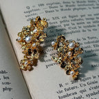 Golden Blossom Faux Pearl Ear Studs