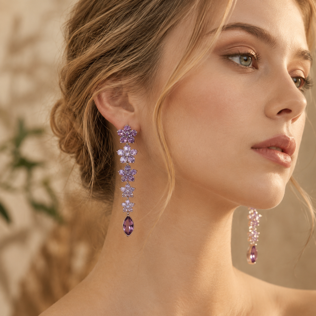 Amethyst Jasmine Drop Earrings