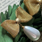 Faux Pearl Bow Earring