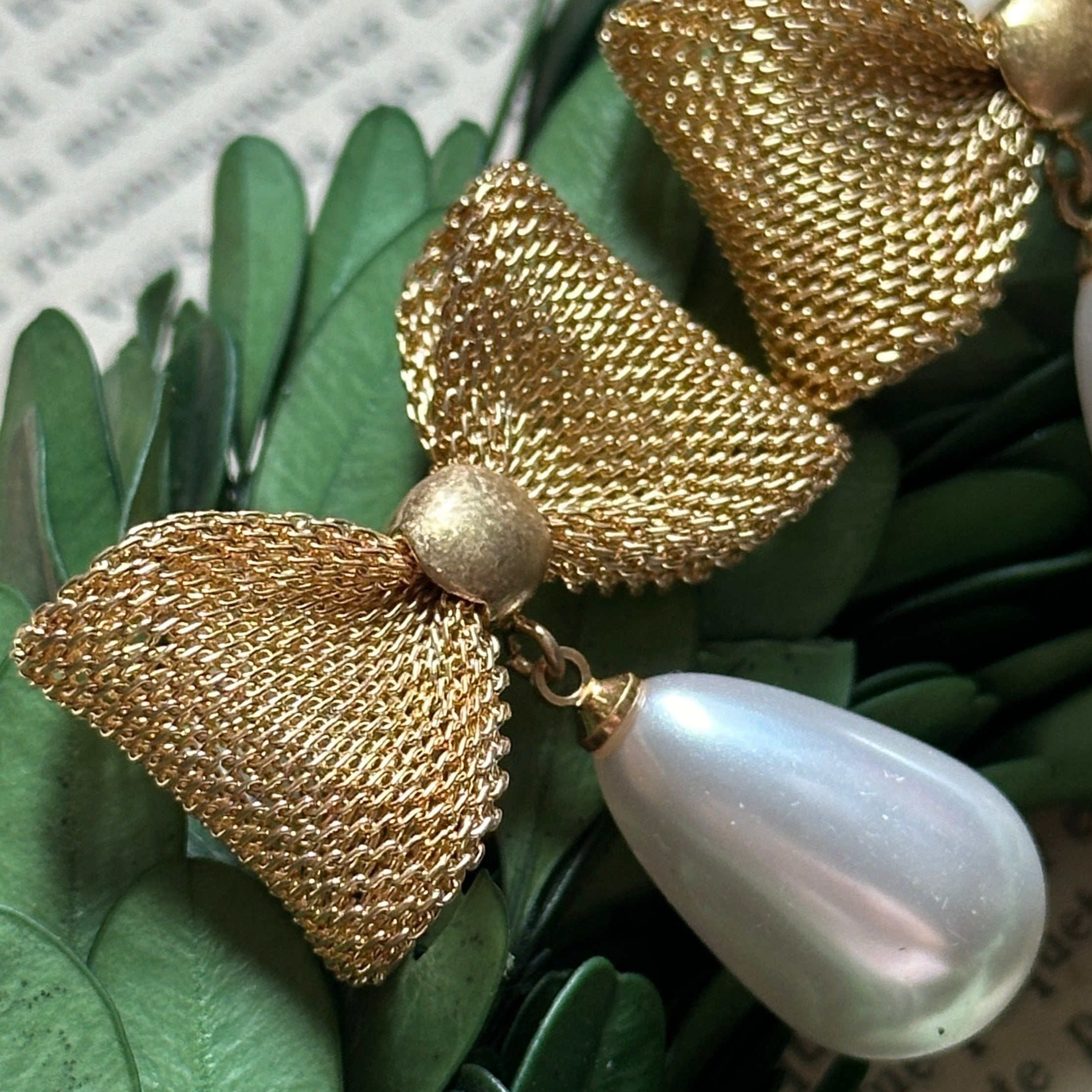 Faux Pearl Bow Earring