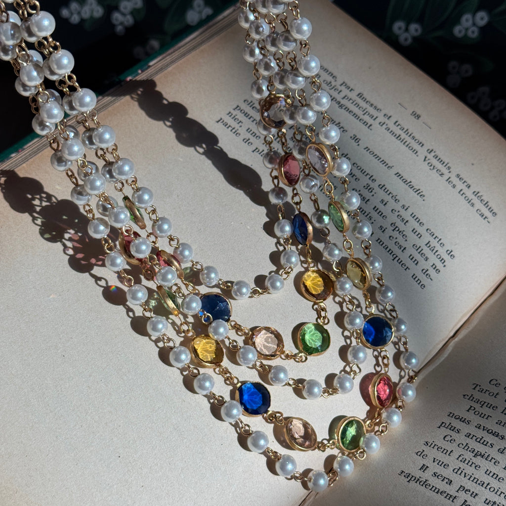Vintage Style Multiple Gems Necklace