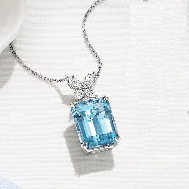 Oceane Royale Aquamarine Pendant Necklace