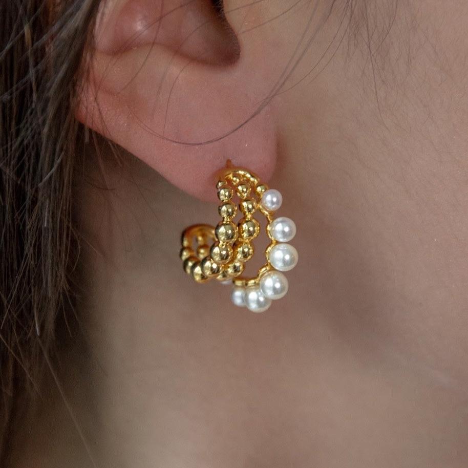 Pearl Beaded Hoop Earring