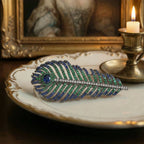 Emerald Peacock Feather Brooch