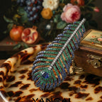 Emerald Peacock Feather Brooch