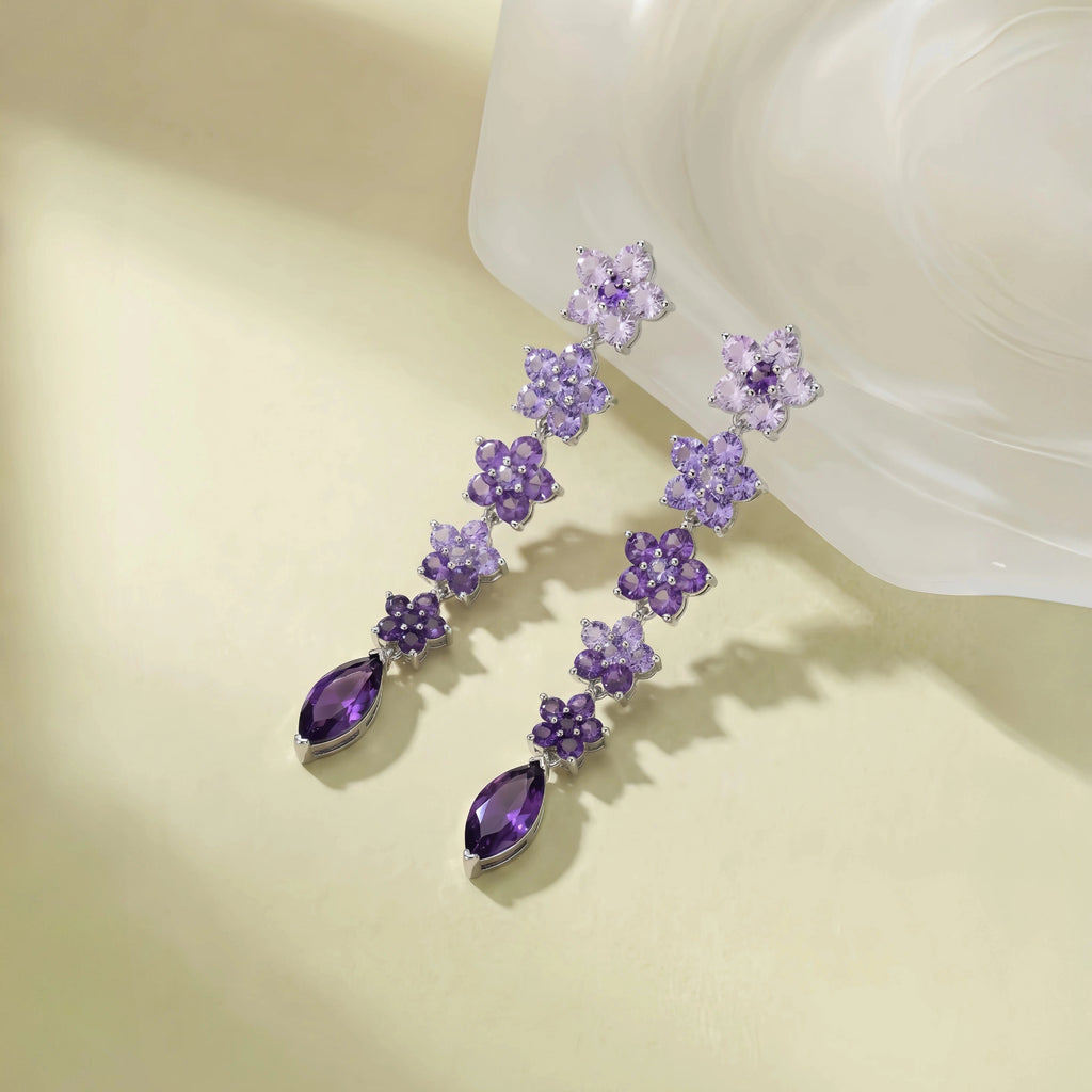 Amethyst Jasmine Drop Earrings