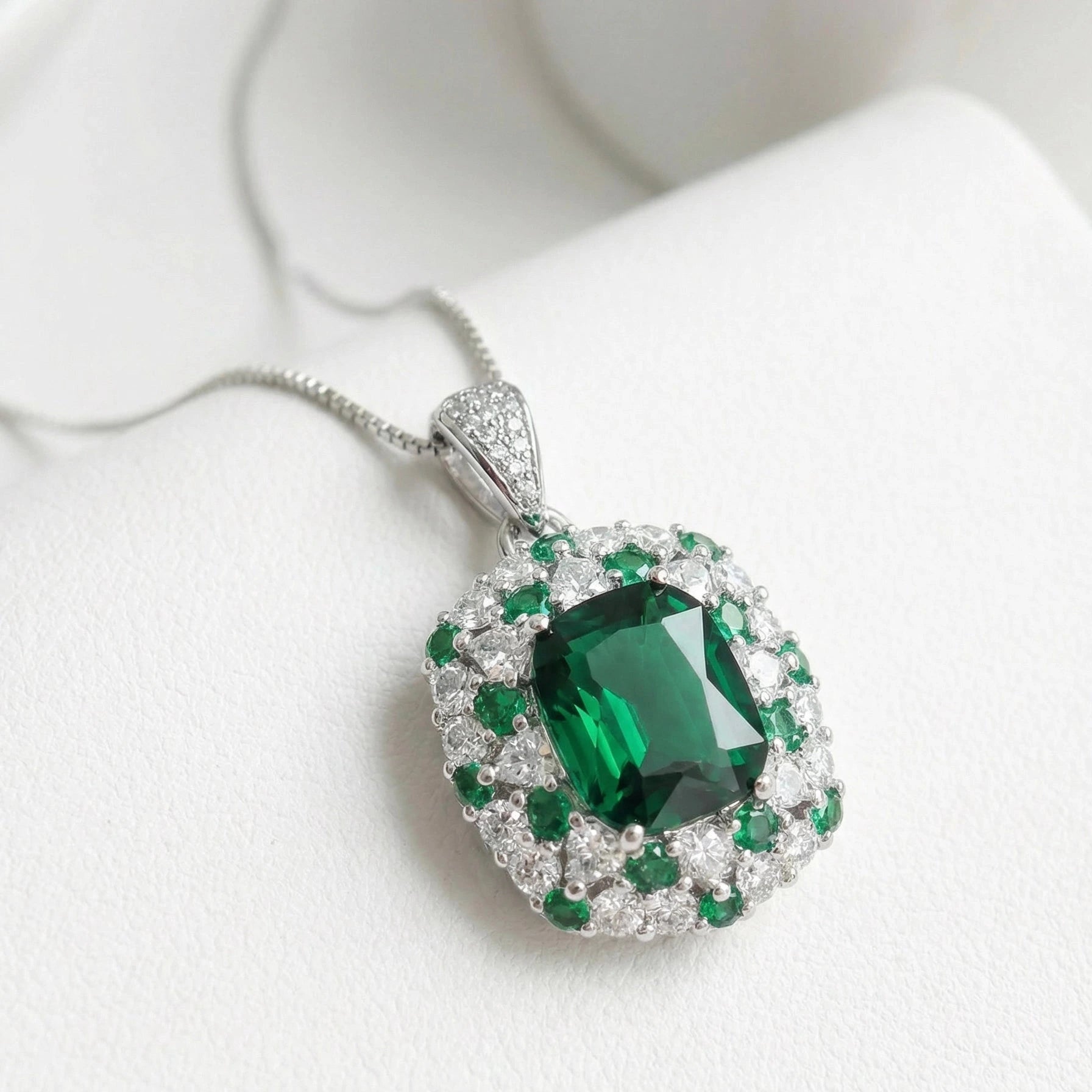 Imperial Emerald Halo Pendant